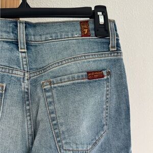 7 For All Mankind Women's Straight Leg Jeans in Light Blue Denim